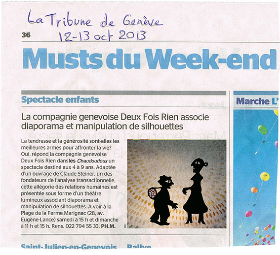 Tribune de Genève –  octobre 2013